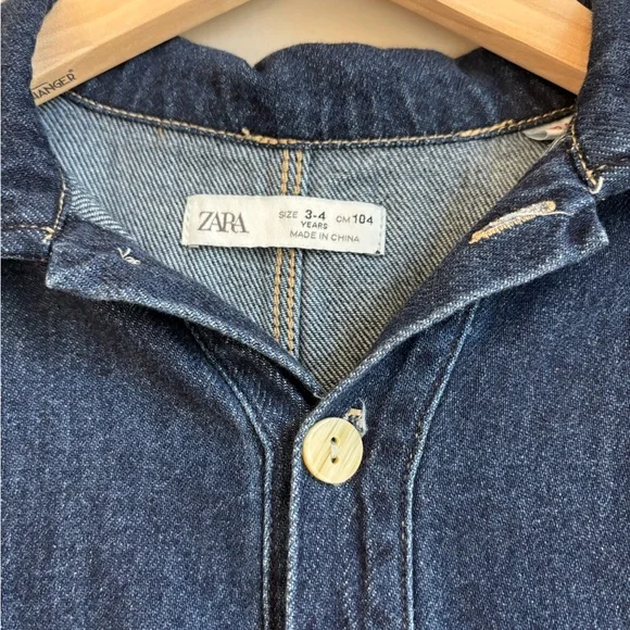 Zara Kids Denim Coverall Jumpsuit 3-4Y | Utility One Piece Boiler Suit Blue - Picture 3 of 3
